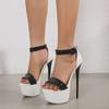 Sexy One-Strap Stiletto Platform Sandals – Ultra-High Heel Color Block for Nightclubs