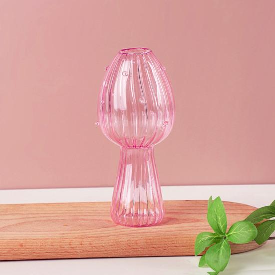 Flower Vase Adorable Mushroom Shape Transparent Glass Planter Unique Plant Propagation Station for Home Decoration