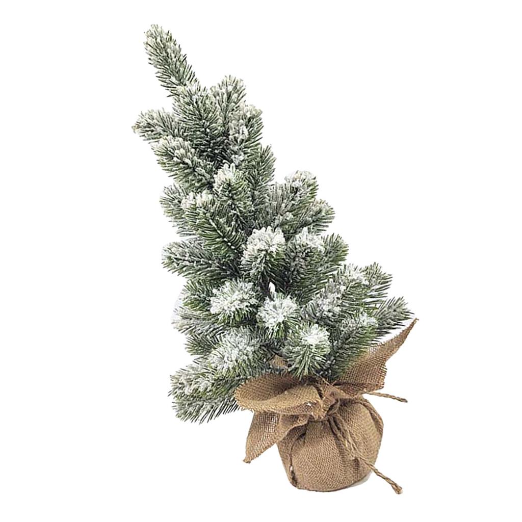 17.72in Desktop Flocking Xmas Tree Simulation Space Saving Reusable Xmas Tabletop Decoration for