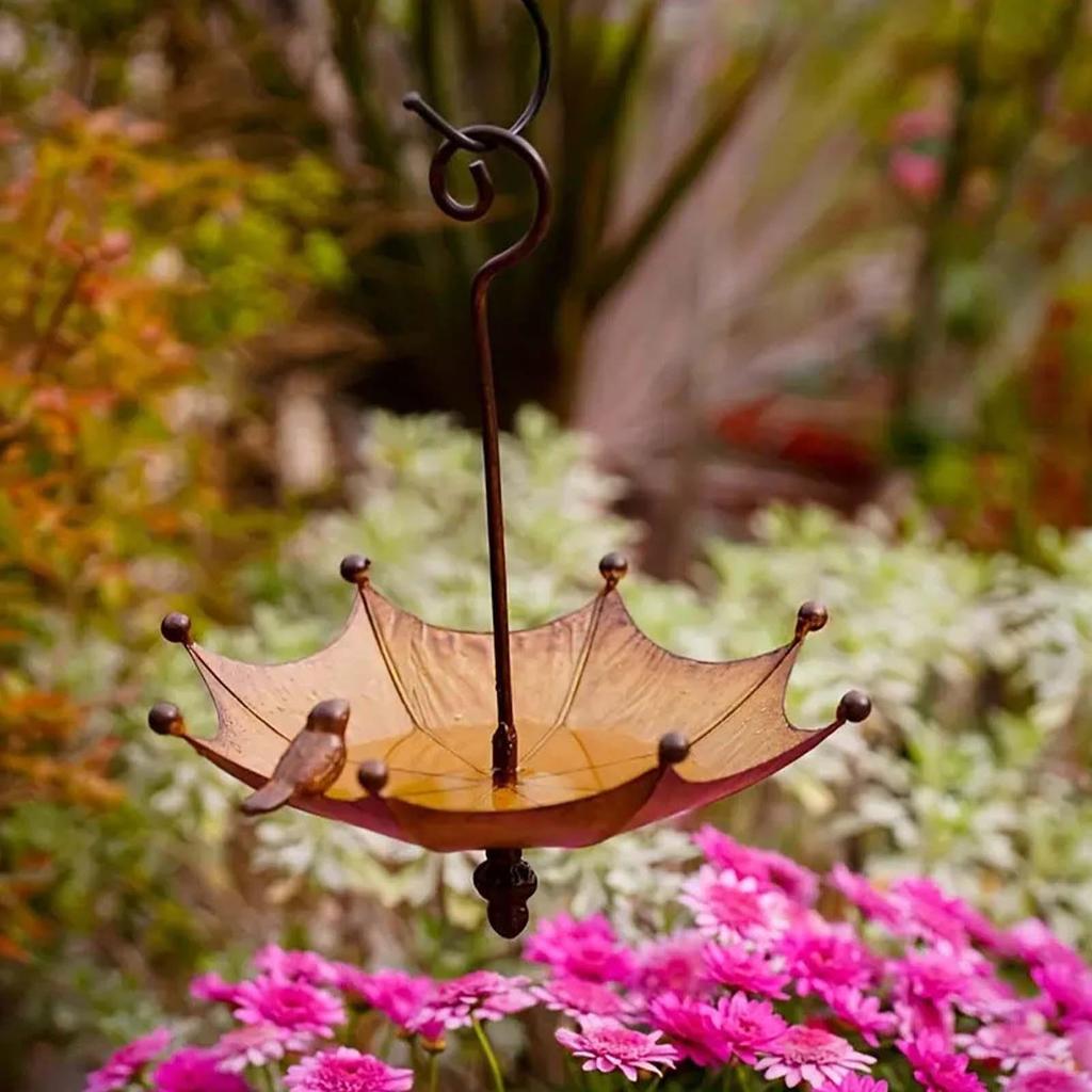 Umbrella Shaped Outdoor Hanging Bird Feeder Hummingbird Food Tray Garden Decor Wild Bird Feeding Station For Backyard Balcony