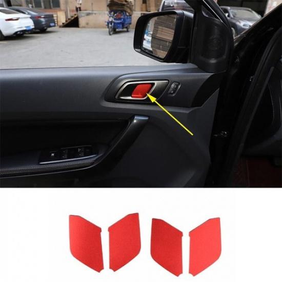 Aluminum alloy 4pcs Red Inner Door Bowl Cover Trim For Ford Ranger 2015-
