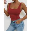 Women's Sleeveless Camisole Vest with Square Neckline, Casual Basic Style, Exposed Navel Top