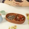 Solid Wood Snack Tray Fine Craftsmanship Smooth Surface Dual Grids Boat Shape Multi-Functional Organizer Wooden Serving Tray