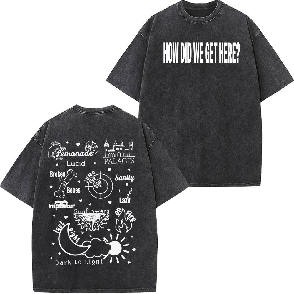 Vintage Washed Tees Singer Louis Tomlinson How Did I Get Here Tour Print Tees Men Women Casual Fashion Hiphop Tshirs