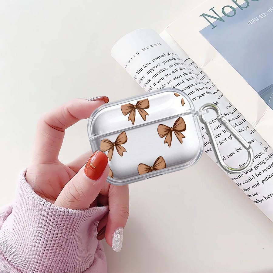 Прозрачные Чехлы для Наушников Чехол Для Airpods 2 Pro 1 Pro3 3 4 Pro2 Розовый Бант