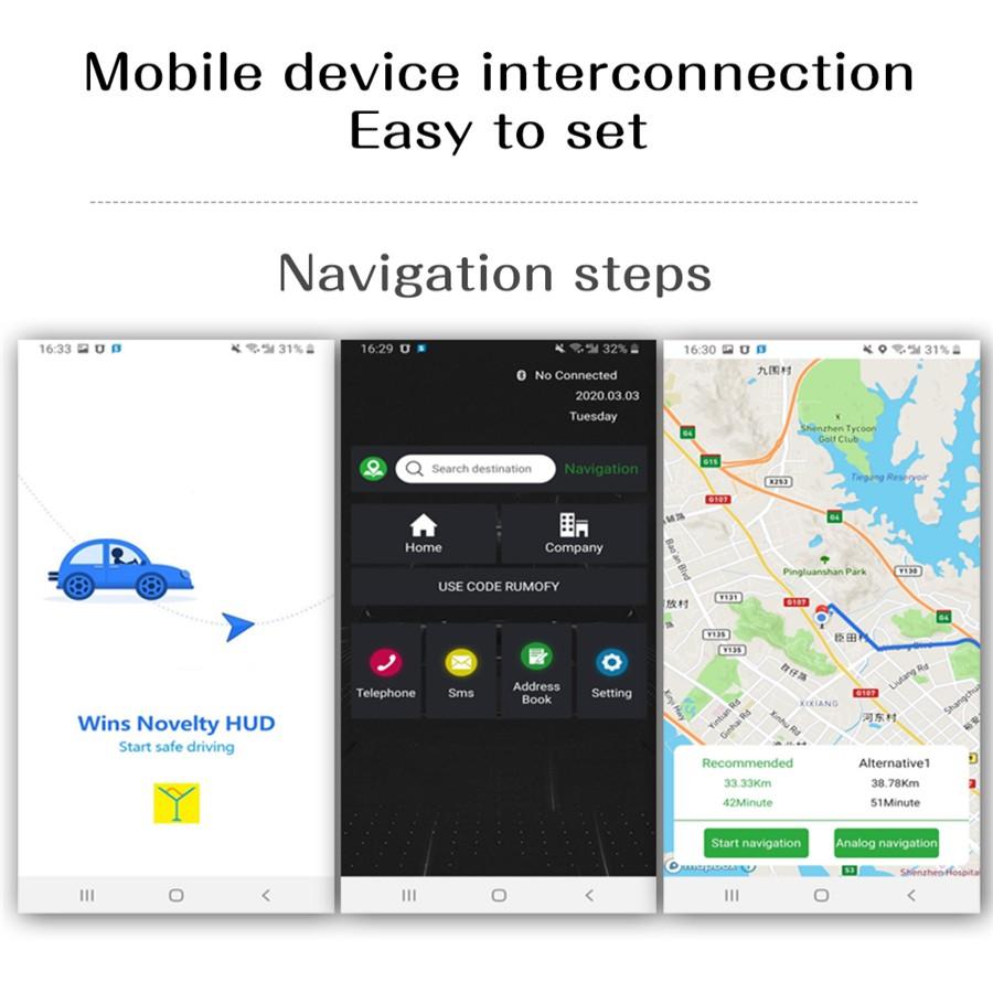 Зеркало Head Up Display OBD2 GPS Автомобильный проектор скорости спидометр с навигацией