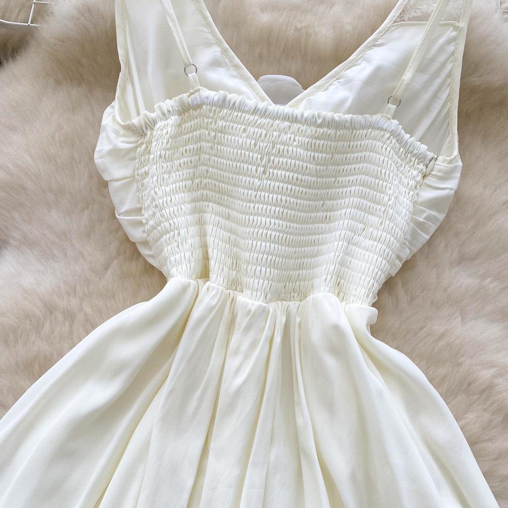 Summer Women Sexy Spaghetti Strap 3D Flower Ruffles Long Maxi Holiday Beach Dresses