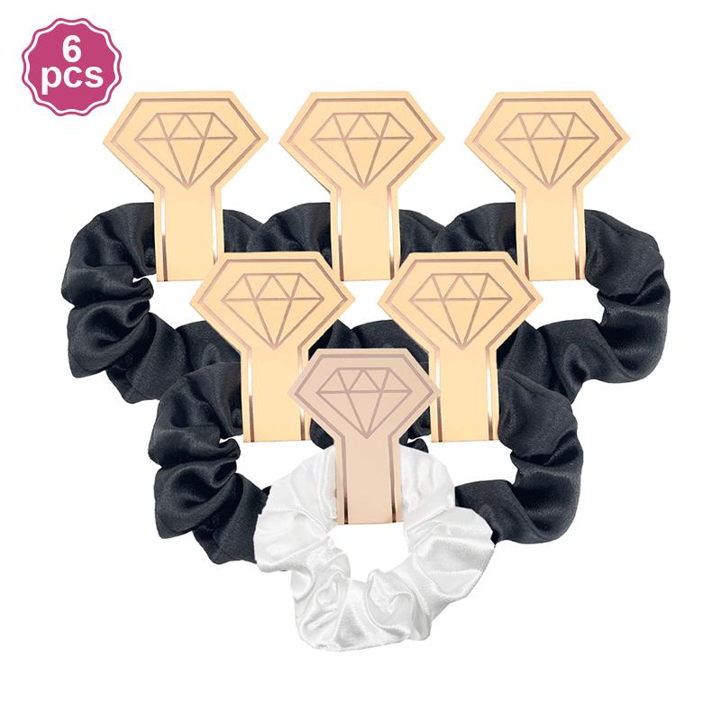 6Pcs Bridesmaid Gifts Satin Hair Ties Scrunchies Elastic Intestine Hairbands Wedding Bachelorette Party Favors Women Accessories