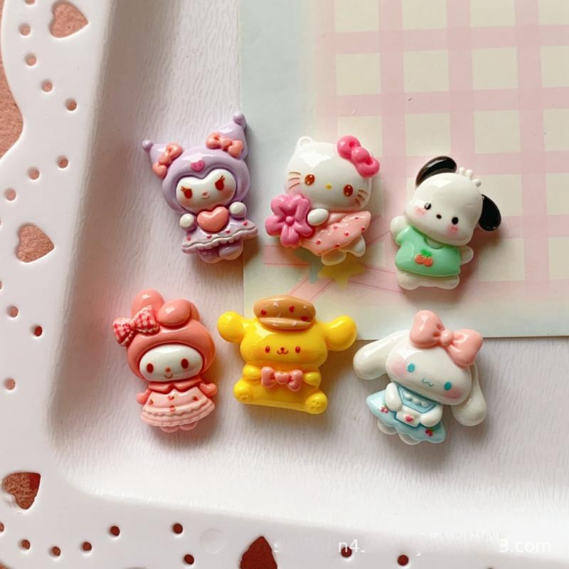 10 Pcs New Kawaii Cartoon Kitten, Rabbit, Puppy Nime Characters Resin Scrapbook Diy Jewelry Children Gift Hairpin Accessories A1