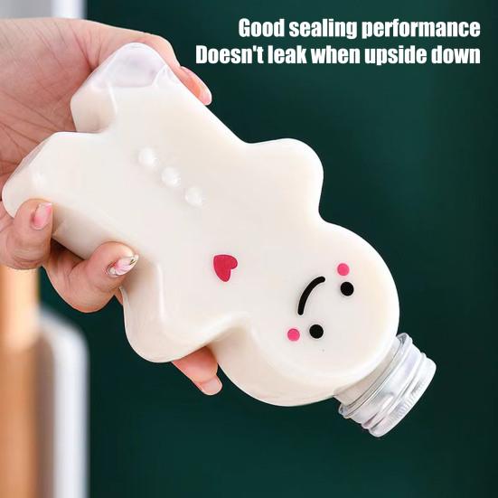 Gingerbread Man Drink Bottles with Lid 400ml Reusable Christmas Beverage Container for Milk Juice Tea Coffee DIY Festive Gifts