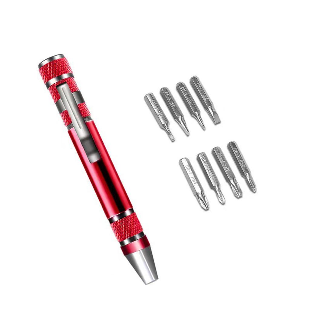 Multifunction 8 In 1 Mini Aluminum Precision Pen Screw Driver Screwdriver Set Repair Toolsfor Cell Phone Hand Tool Portable