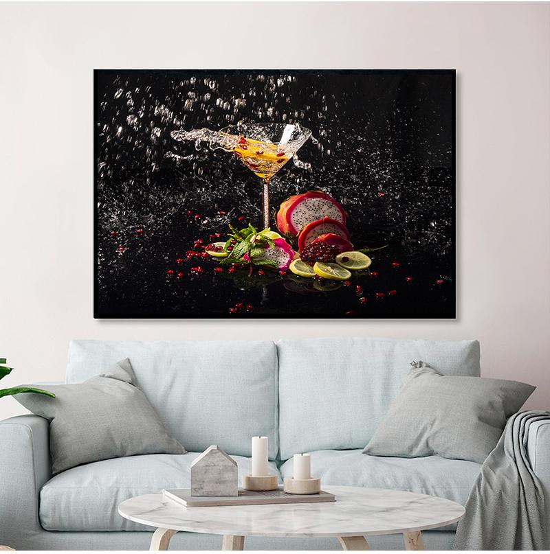 1 шт., красочные всплески в стекле, летние фрукты, настенные художественные картины для гостиной, кухни, домашнего декора, HD печать, холст, картины без рамки