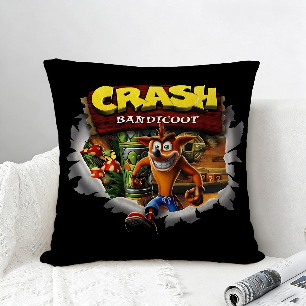 Game Crash Bandicoot Cushion Cover Natural Linen Pillowcase Set AllinOne Decor for Sofa Bedroom Chair