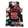 Chicago Bulls 23 Graffiti Embroidered Retro Mesh Basketball Jersey Men Women Sportswear Black