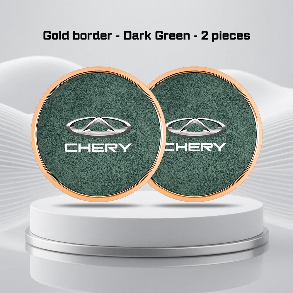For Chery Tiggo 8 9 7 5 5X 3X Arrizo 8 5 Fulwin T9 A8 T8 T10 A9 Car Leather Coaster Anti-slip Mat Alloy Side Car Water Cup Pad NN2