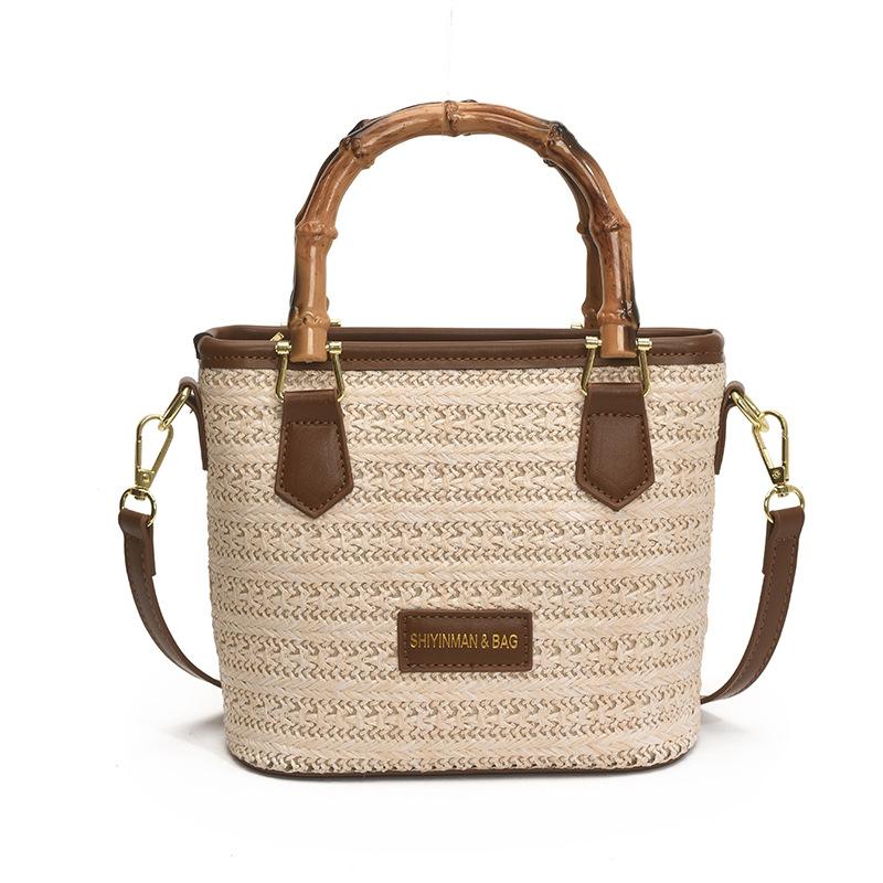 New Summer Straw Bag Fashion Portable Bucket Bag Woven Bag Seaside Beach Bag