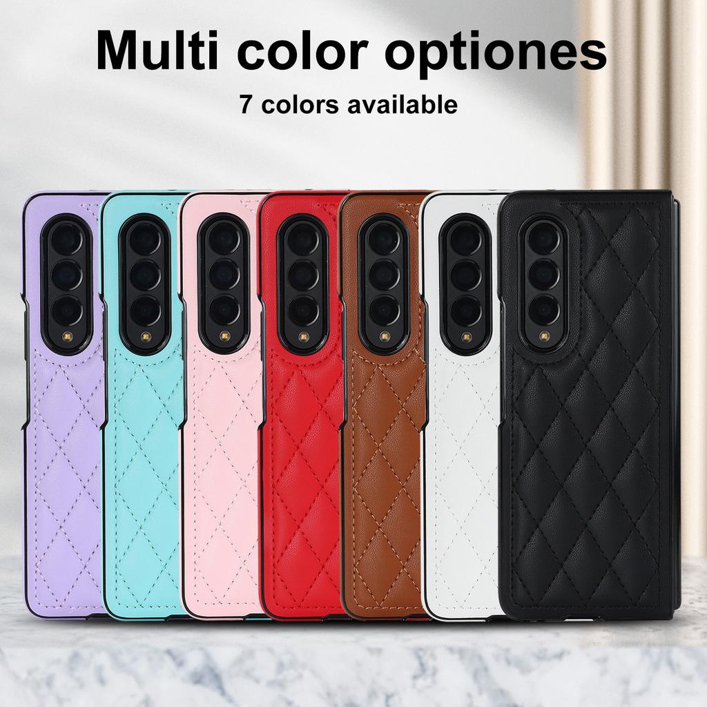 Подходит для чехла на мобильный телефон Samsung Z Fold6 Z Flip5 маленький ароматный ромбовидный защитный чехол клетчатый кожаный чехол 4-го поколения