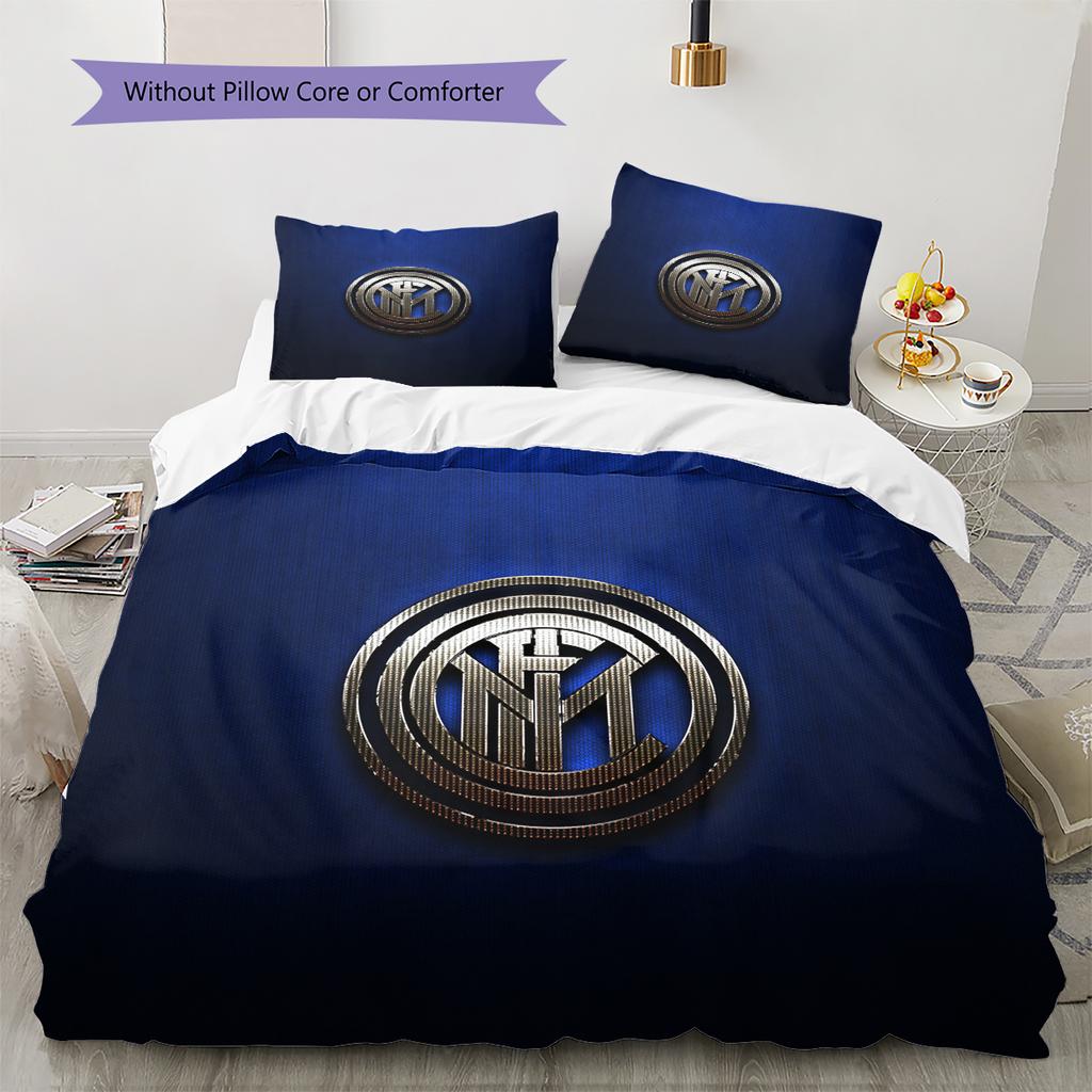 Постельное белье с узором ФК Интер Милан Декор для дома Подарок на день рождения (1 пододеяльник + 2 наволочки, без наполнителя)