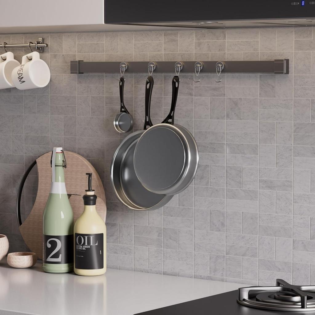 Homion of Stainless Steel Magnetic 30kg Vertical Load 10kg Horizontal Load 32mm for Key and Wall Hanging [Set 6] Hooks, Rust-Proof, Capacity,