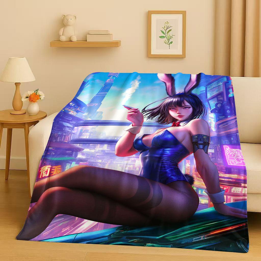 2026 New Sexy Bikini Girls Cartoon Anime Characters Flannel Blanket,Soft Plush Throw for Home Bedroom Bed Sofa Cover Trave Gift
