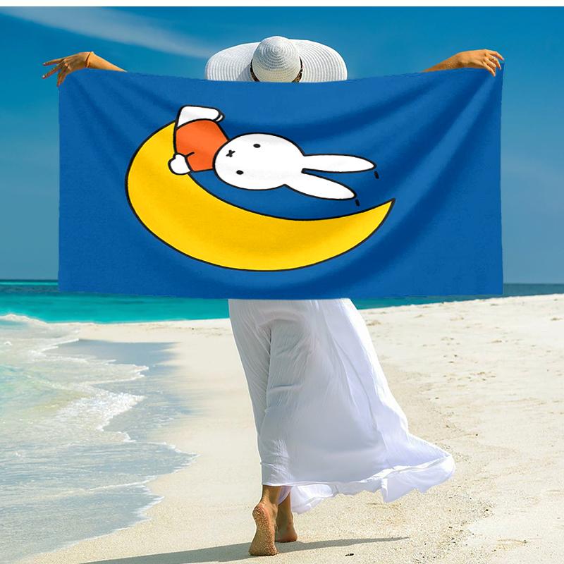 1pc Miffy4 Beach Towel, Comfortable and Thick, and Swimming/Bath/Picnic/Camping Towel, Suitable for Seaside Beaches