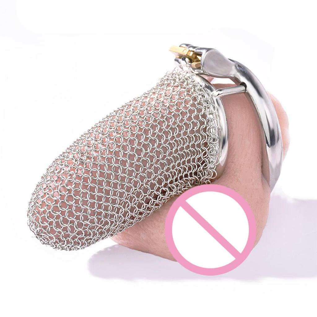 - New Design Wire Gauze 304 Stainless Steel Penis Cage Male BDSM Chastity Lock Device Toys for Couple Games Penis Play