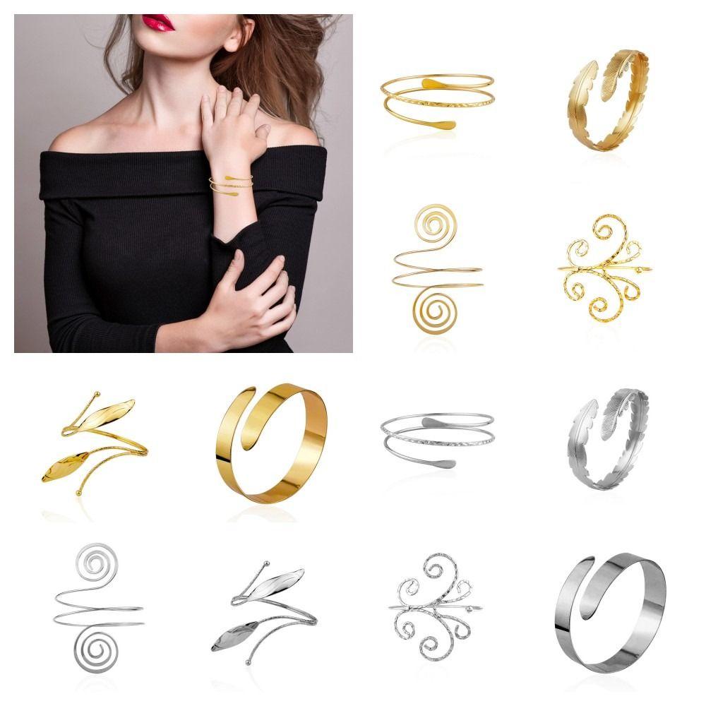 Hollow Out Wide Open Arm Cuff Leaves Bohemian Bracelet Fashion Jewelry