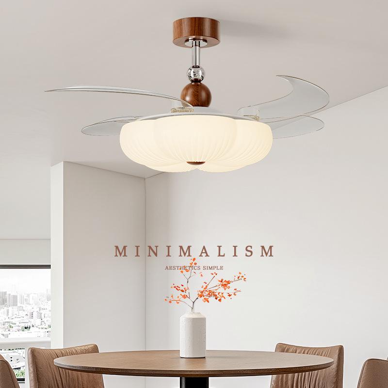 Невидимый потолочный вентилятор с подсветкой: Современный Минимализм 2025 Середина Века Кремовый для Гостиной, Спальни, Столовой