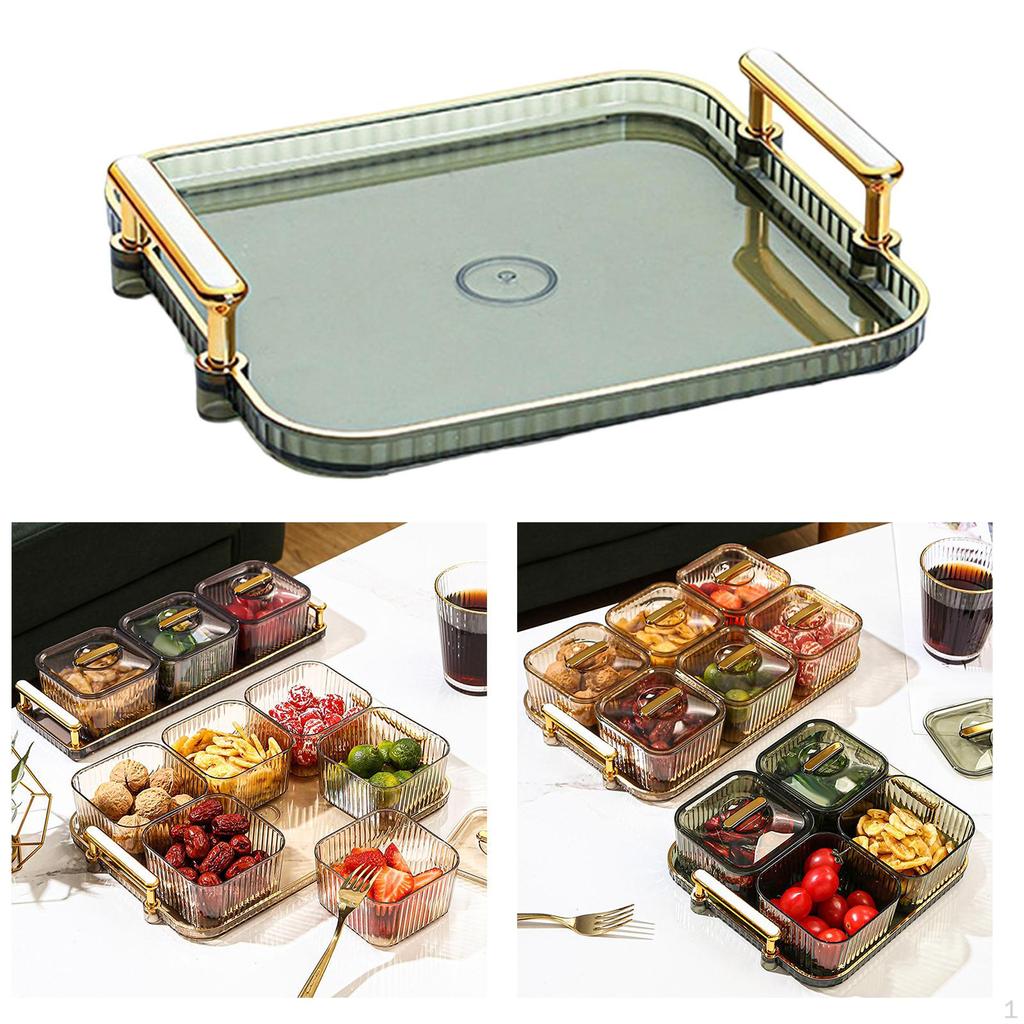 Разделенная сервировочная тарелка, тарелка для закусок, нескользящий поднос для фруктов, прямоугольный декоративный предмет для дома