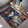 Colorful Floral Cat Design Rug, Artistic Style Non-slip rug suitable for living room and bedroom sofas