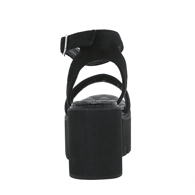 Gdgydh Женские сандалии на высокой платформе из искусственной замши, обувь с открытой спиной на массивном каблуке с открытым носком, пряжкой на щиколотке и ремешком, вечерние туфли