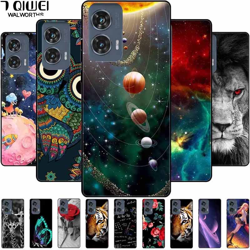 Чехол для Moto Edge 50 Fusion Силиконовый Космическое Животное ТПУ Мягкий Черный Чехол Для Motorola Edge 50 Fusion Чехлы 50Fusion Крутой ТПУЧехол