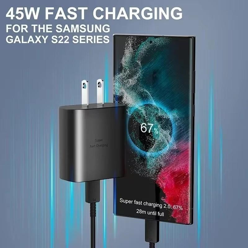 5A 45 Вт PD USB-C Кабель Super Fast Charging Type-C для Samsung S21 FE S22 Plus S23 S24 Ultra Note 20 A14 A15 A33 A34 A53 A54 A55