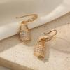 1 Pair Exquisite Cubic Zirconia Lock Dangle Earrings for Women Hook Earring Jewelry Wedding Party Accessories
