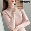 Lace Cuffs Half Turtleneck Sweater Women's Long Sleeve Winter Slim Knitted Bottoming Shirt Top