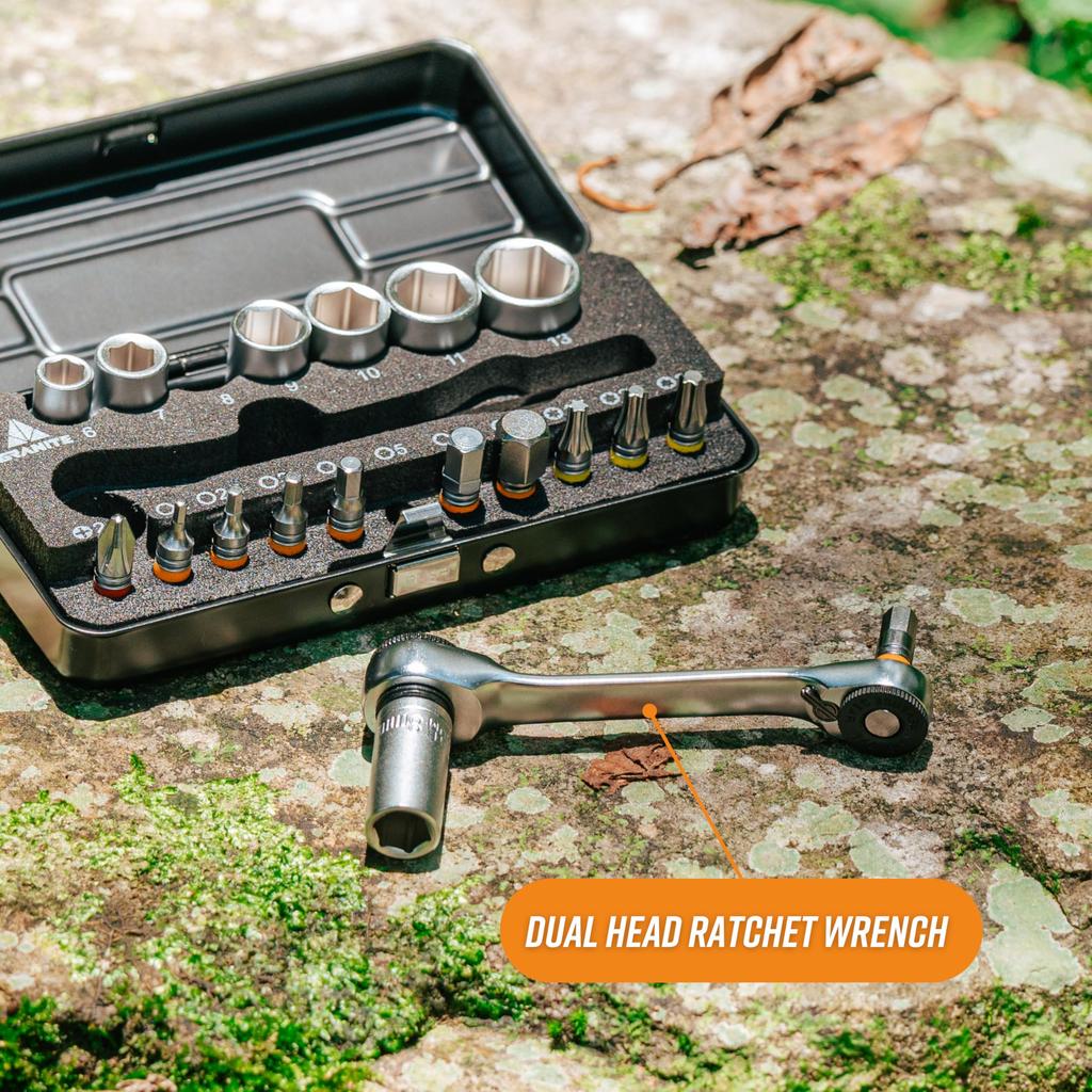 Granite Duet Hex Bit Socket Ratchet Tool Kit Includes Hex Bit and Hex Socket Ratchet Extension 7 Hex and 11 Precision Tool Bits & - Dual-Head Wrench,