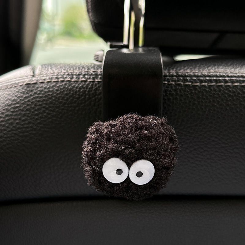 Cute Curly Hair Ball Car Seat Back Hook Backrest Hanger Portable Auto Seat Headrest Holder for Bags Clothes Coats Storage