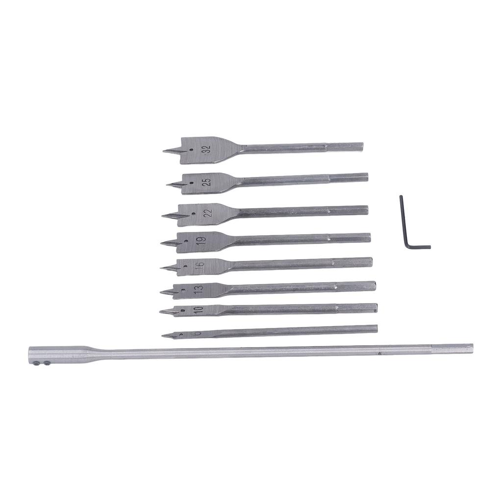 Набор из 10 сверл по дереву, высокоуглеродистая сталь, 8 размеров, хвостовик 1/4 дюйма, перьевые сверла для деревообработки