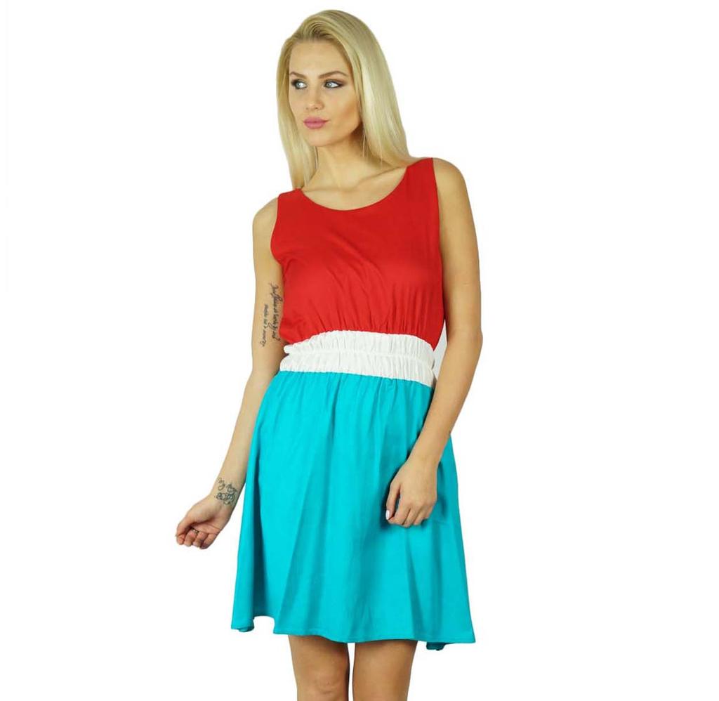 Bimba Women Shift Dress Sporty Knee Length Rayon Casual Clothing With Smocked