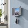 Functional Wall Decor Key Holder with Hidden Storage Shelf, Mediterranean-Style Window Frame Photo Personalized Display Stand, Entryway Organizer