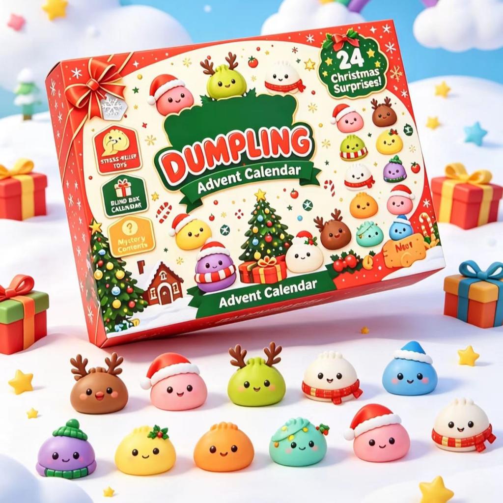 24‑Days Christmas Dumpling Advent Calendar Gift Set, Holiday Countdown Ornaments, Desktop Decor, Festive Party Favor Gifts