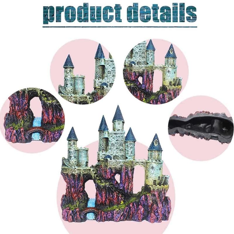 Aquarium Resin Castle Decoration Stone Cave Fish for Tank Accessories for Betta X3UC