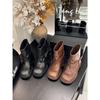 Bamuxiu platform Martin boots women's autumn and winter new Spice Girl style short trousers boots belt buckle locomotive short boots