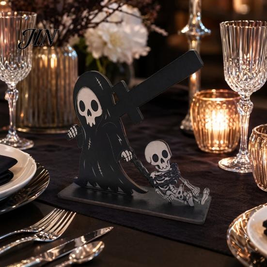 Прочный Halloween Знак Настольный Знак, Жуткий Призрак Жнец Черная Кошка Тыква Пугало Праздничная Атмосфера Украшения Деревянный Настольный Центральный Элемент для