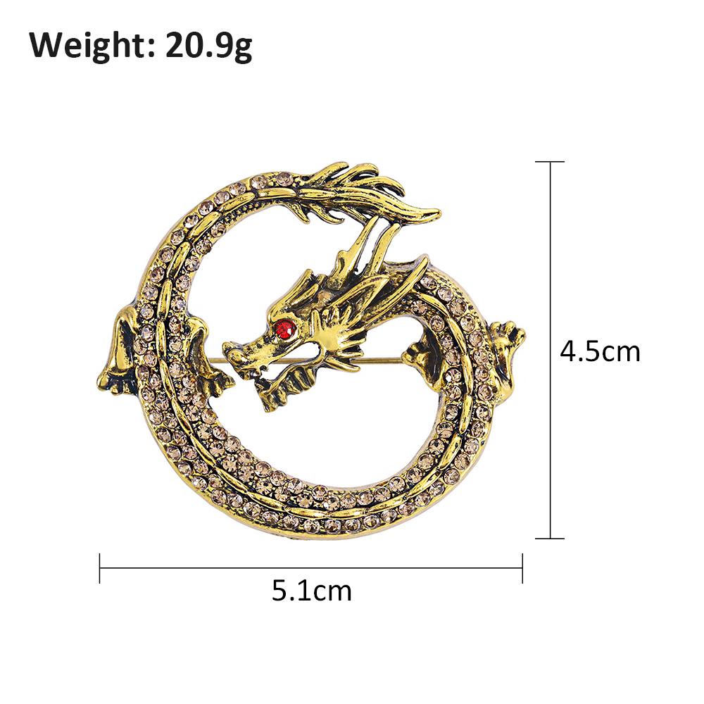 Мужская винтажная брошь в виде дракона с кристаллами, броши со стразами, золотые тона, подарки на лацкан