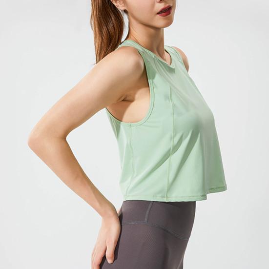 Женский спортивный жилет без рукавов, сплошной цвет, свободный круглый вырез