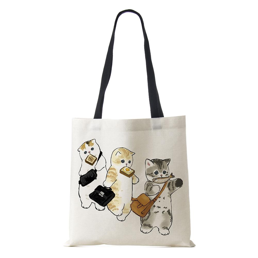 Сумка на плечо с рисунком собаки, винтажная женская многоразовая холщовая сумка-тоут в стиле Харадзюку, Повседневная складная сумка для покупок, 2022 г.