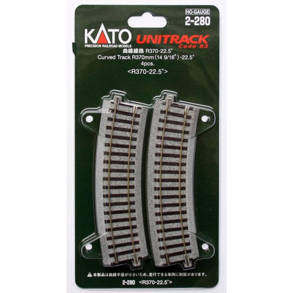 KATO HO Gauge Curved Track R370-22.5°, 2-280, 4 Pieces
