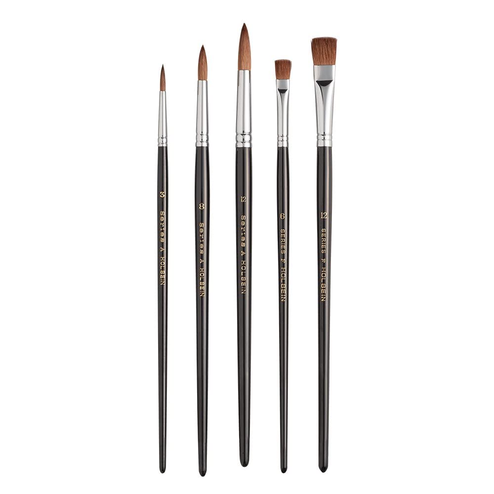 Holbein Art Watercolor Brush Start Watercolor A and first watercolor brush Includes 5 brushes round and 2 SERIES AF Brush Set Japanese-made Set