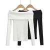 Элегантная трикотажная футболка с длинным рукавом и открытыми плечами, женская однотонная трикотажная футболка, сексуальная модная одежда Y2k, осенний топ